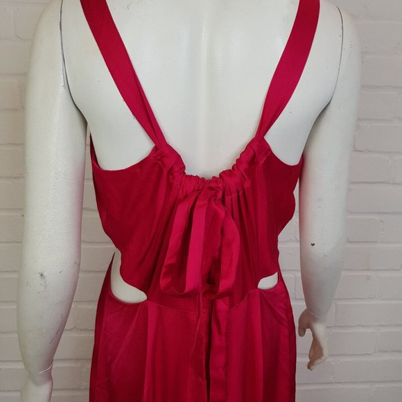 By Anthropologie Audrey Satin Midi Dress UK 16 US 12 Pink Cut Out BNWT - Picture 6 of 15